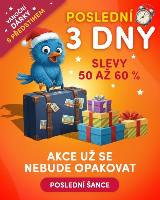 3 DNY DO KONCE! ⏰ Pak už je po všem – a žádné další ranní ptáče s takovými slevami nepřiletí. 🎁 Slevy až 60 % mizí. ⏳ Čas...